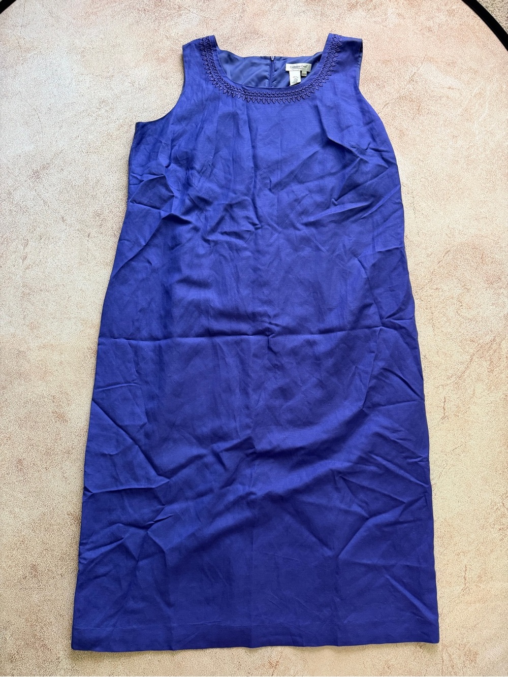 Coldwater Creek Sleeveless Scoop Neck Linen Blend Dress in Purple